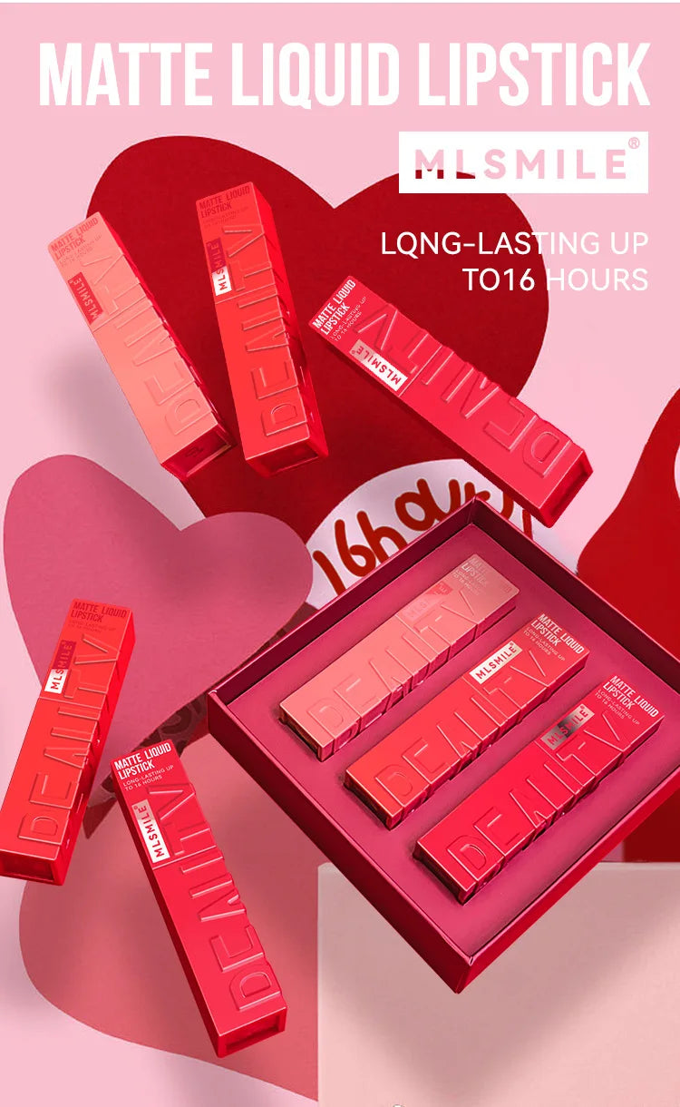 3-Color Matte Lipstick Set - Long-lasting, Smudge-proof, Waterproof
