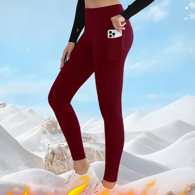 Women's Thick Warm High Waist Leggings with Convenient Pockets