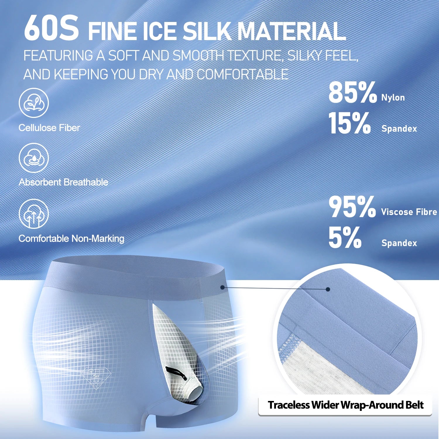 Quần Lót Nam Lụa Lạnh Thoáng Mát Dịu Da Nhạy Cảm