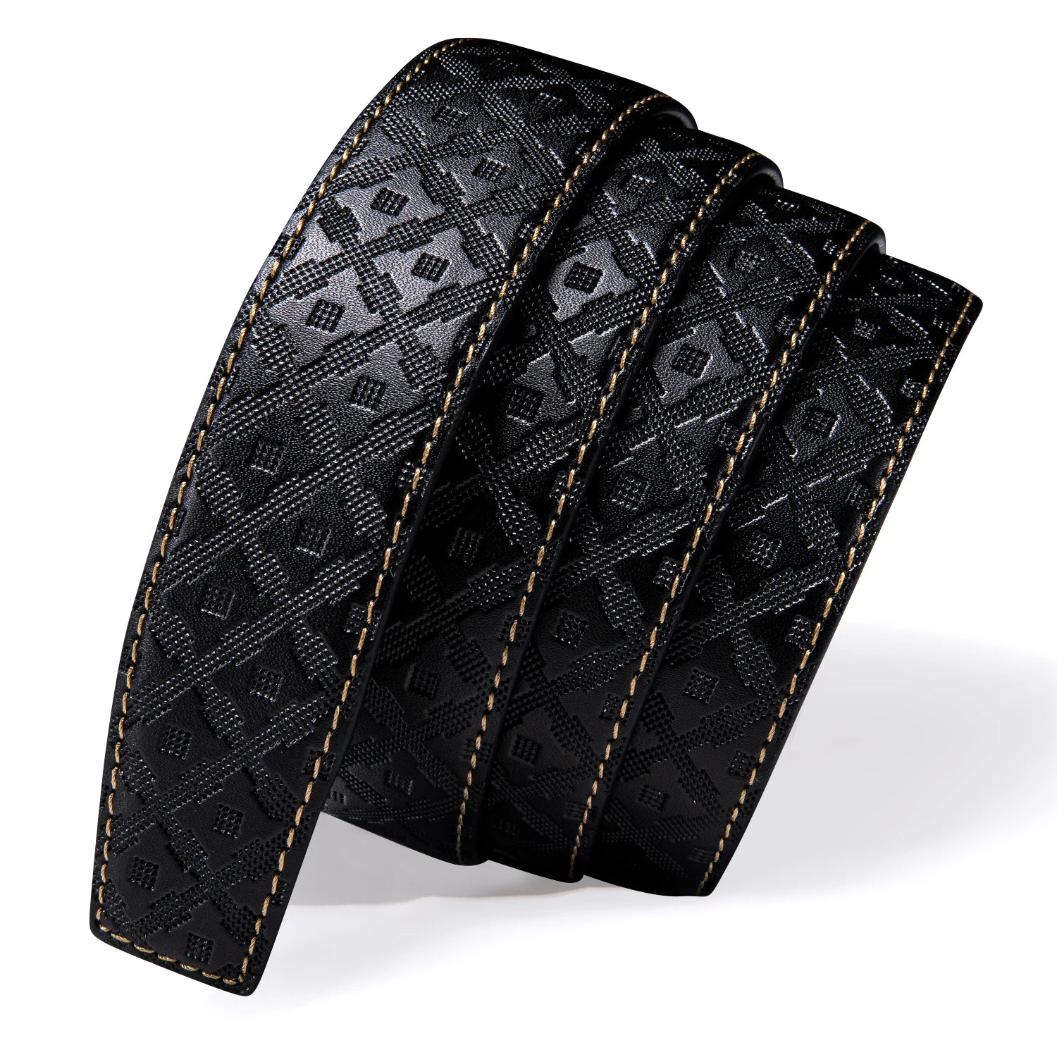 High quality black cowhide men's belt with automatic buckle 130cm