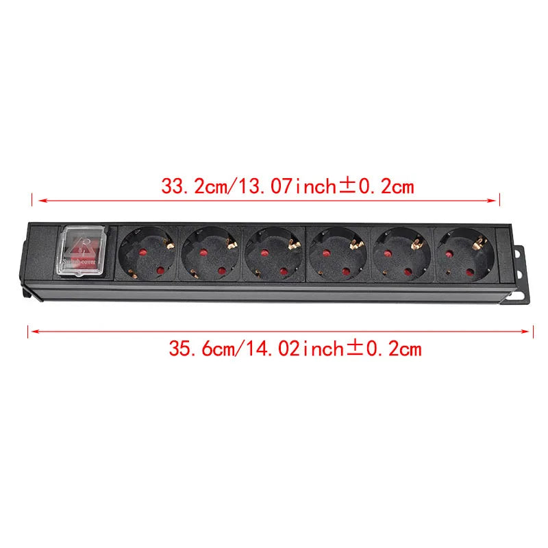 Ổ Cắm PDU Nhôm Tủ Điện 2-10 Ổ Chuẩn Đức Có Công Tắc - Daisan Mart