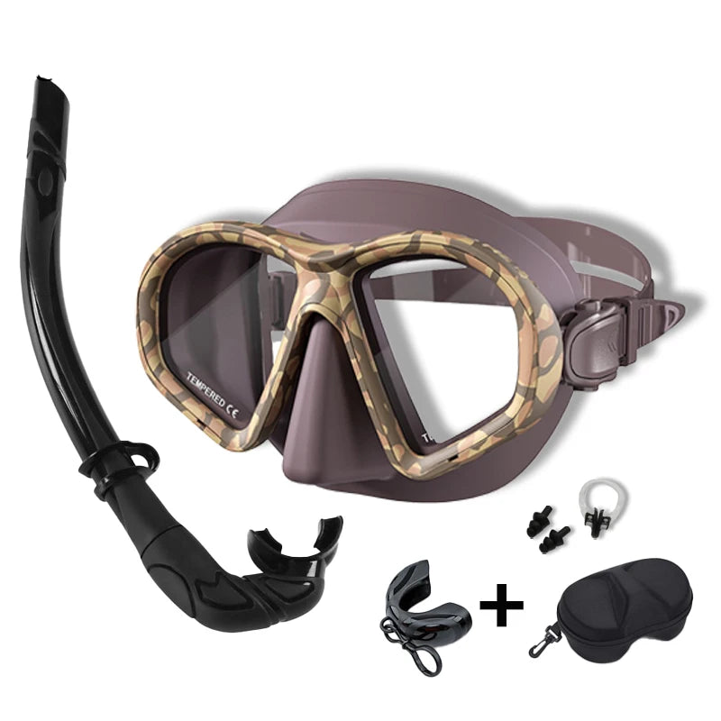 Professional Wet Low Volume Freediving Mask, Tempered Glass dive Mask, J-Type Diving Mask, Snorkel Set,buceo,수영,스노클링,마스크
