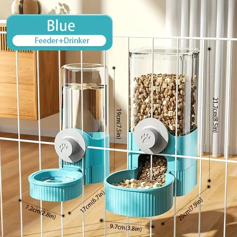 Pet Automatic Water Dispenser and Feeder Set, Hanging Water Dispenser, Automatic Cat Feeder, Dog Cage Hanging Water and Food Supplies, Cat Bowl, Dog Food Bowl - Daisan Mart