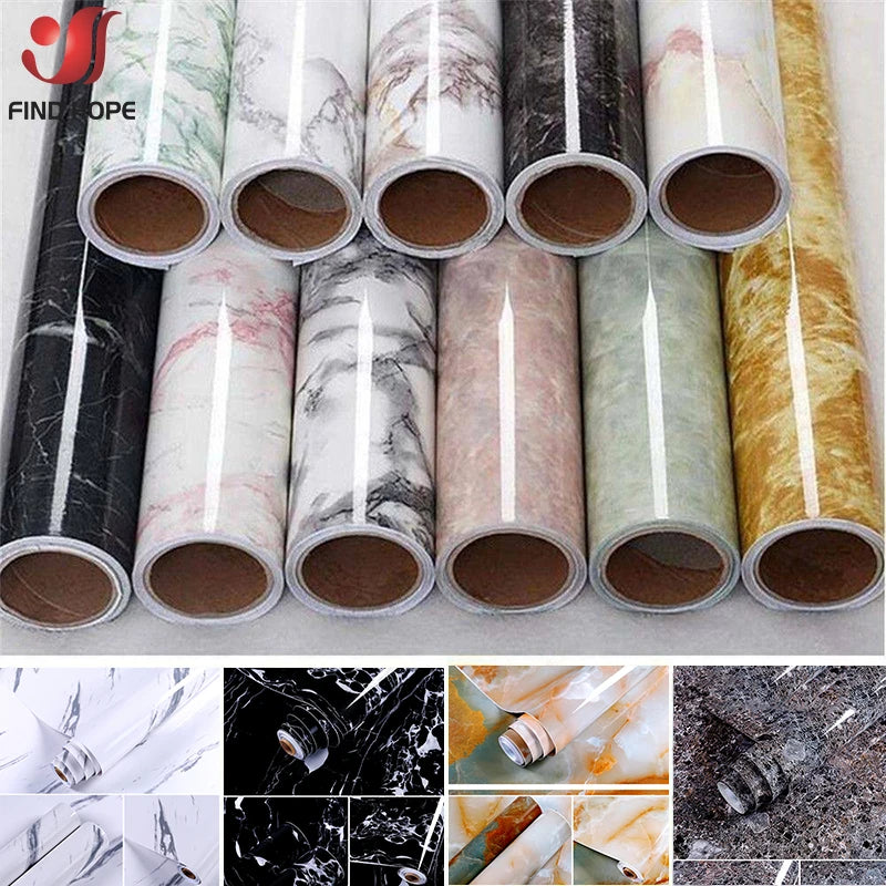 15x 39in Marble Self Adhesive Wallpaper Vinyl Film Wall Sticker Bathroom Kitchen Cupboard Room Decoration Sticky Paper Decal DIY