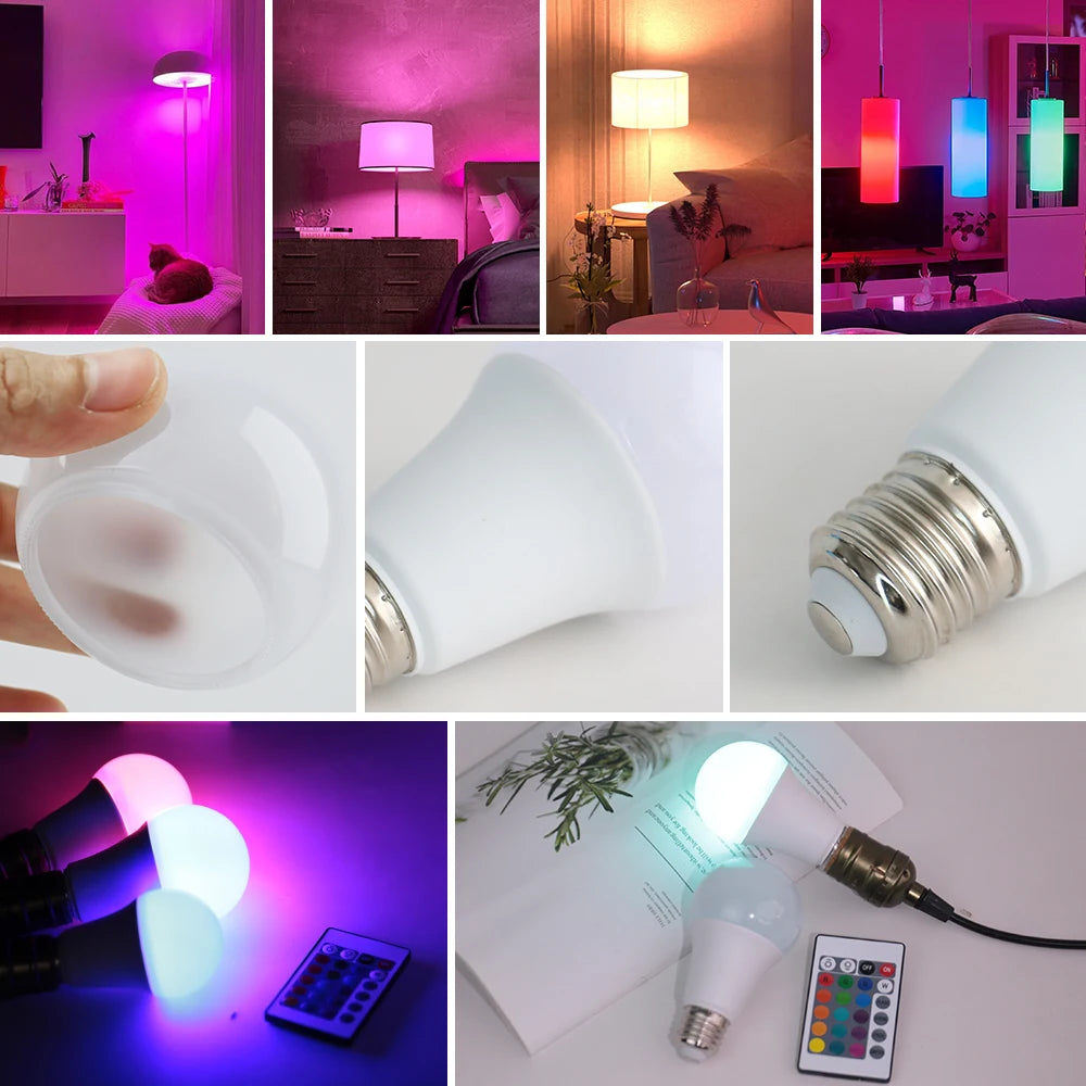 Bóng Đèn LED Đổi Màu RGB E27 Điều Khiển Từ Xa