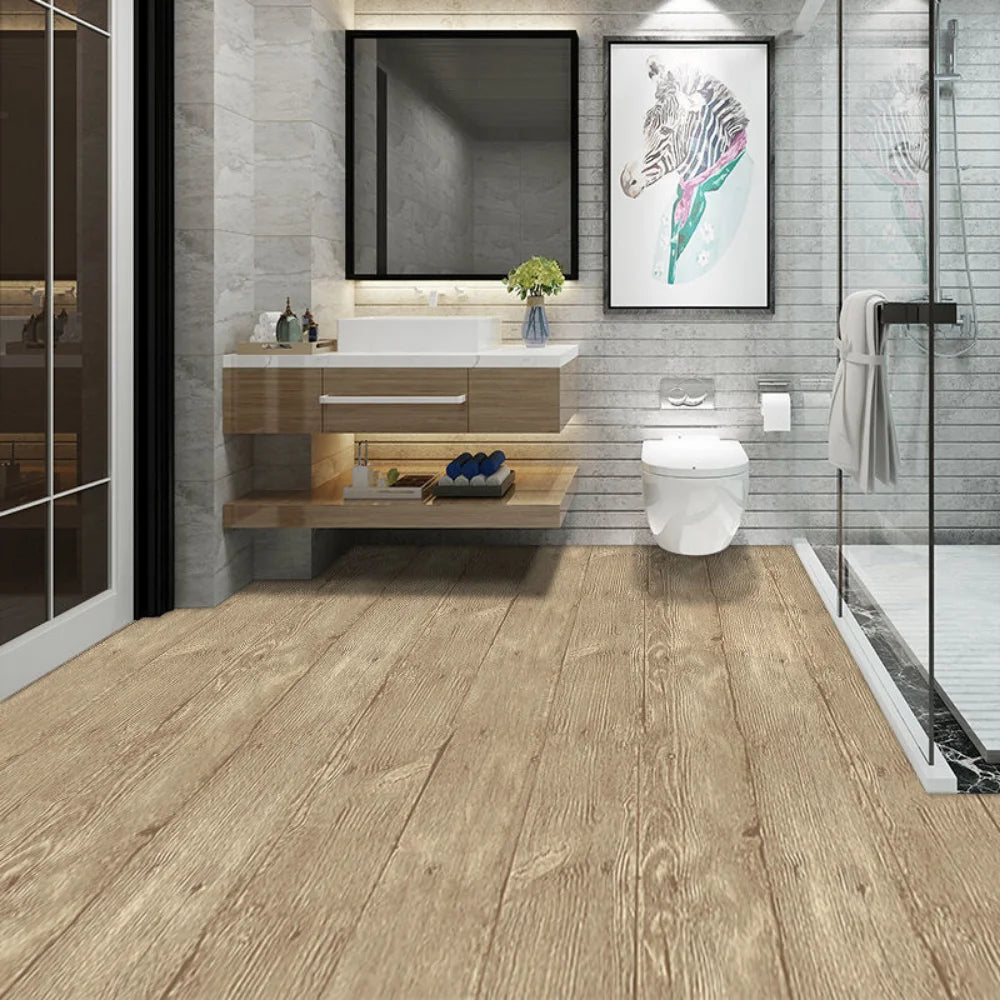 Floor Tiles Stickers Waterproof Self-Adhesive Thicken Wood Grain for Wall Ground Room Wear-resistant Home Decor Kitchen Bathroom