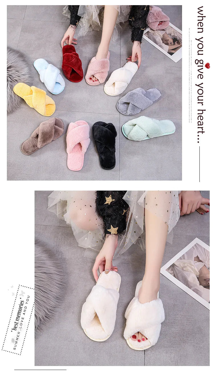 Warm Furry Slippers - Women &amp; Men, Indoor Wear 20024