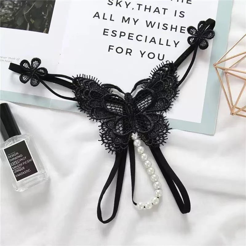 Women's Panties Sexy Lingerie Pearl Thongs Crotch Opening G-strings Temptation Women Underwear Erotic Female Underpants