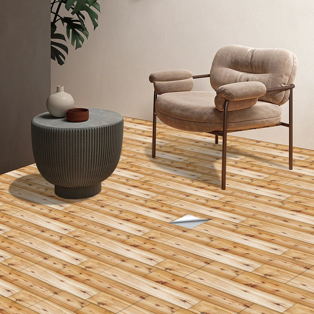Classic White Wood Grain Floor Tiles Peel Stick Waterproof Home Kitchen Living Room Floor Renovation Self Adhesive Wallpaper