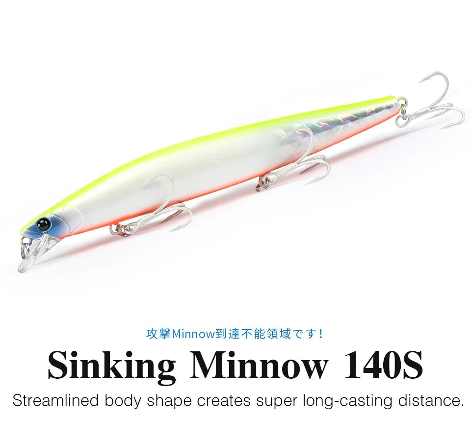 TSURINOYA Stinger 140S Fishing Lure Sinking Minnow DW92 140mm 26g Saltwater Seabass Ultra Long Casting Large Hard Baits Jerkbait