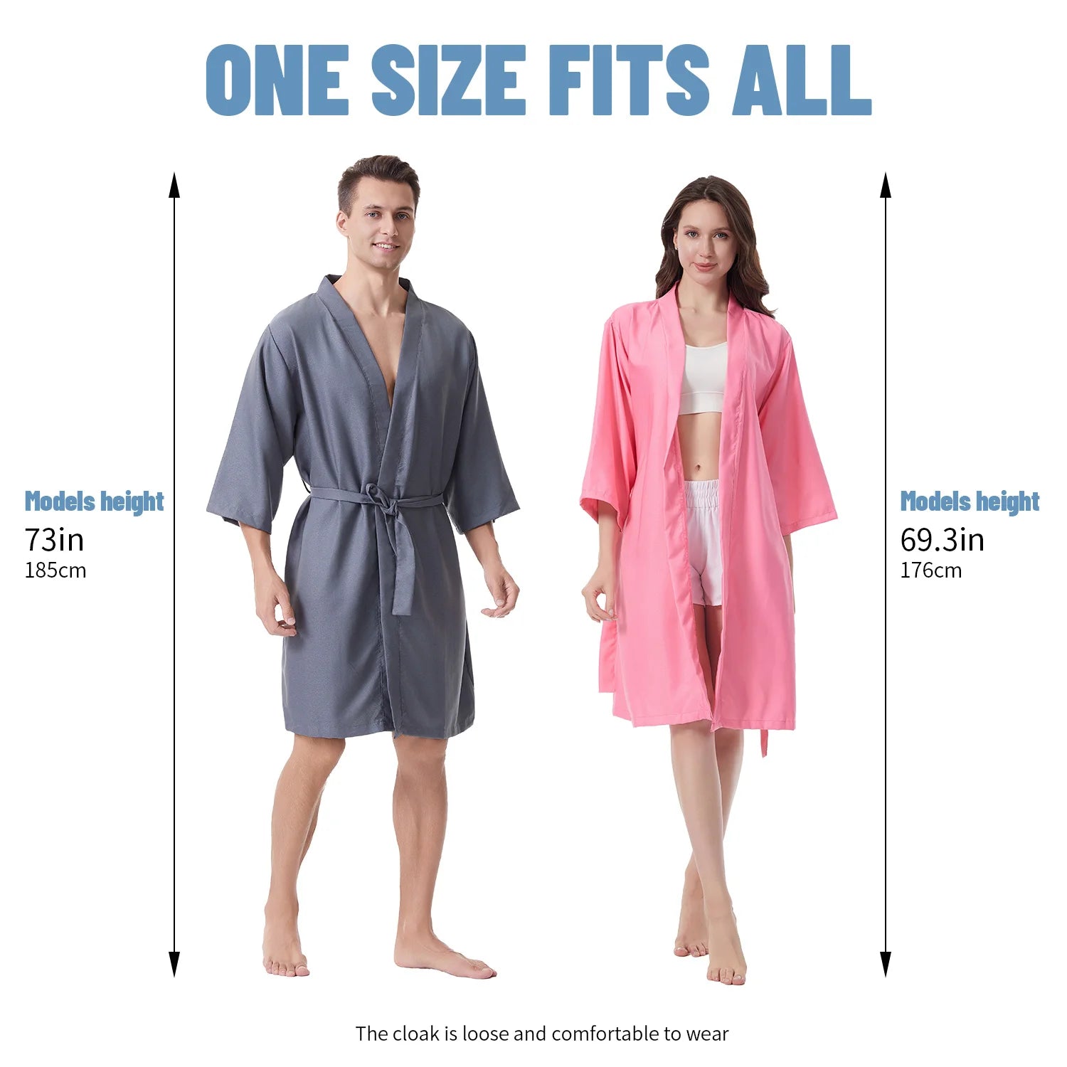 Microfiber Unisex One Lined Cooling Robe with Belt, Soft Lightweight and Super Absorbent, Friendly-Skin, Beach, Bathroom