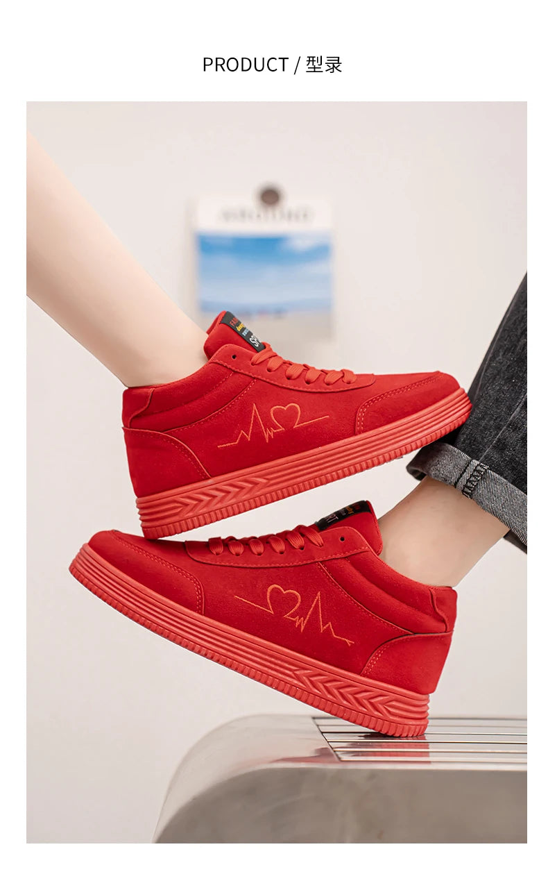 Giày Thêu Tim Đỏ Unisex - Thời Trang Thoáng Khí
