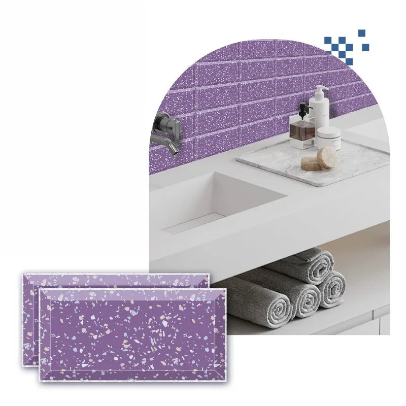 Decal Dán Tường PVC Vân Đá Bóng 10x20cm Chống Nước