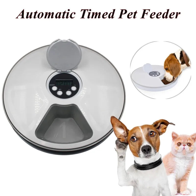 Automatic Pet Feeder Timing Feeder 6 Meals 6 Grids Cat Dog Electric Dry Food Dispenser Accessories Smart Control Pet Feeder - Daisan Mart