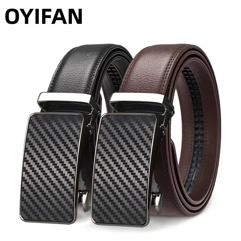 High quality men's leather belt - Automatic adjustment black/brown