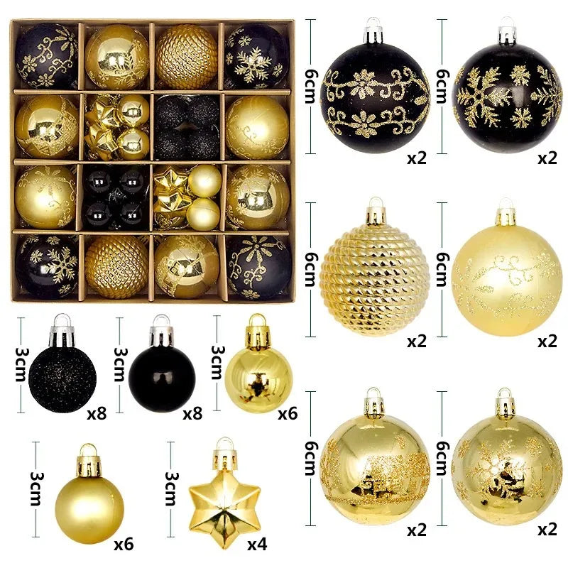 Christmas Balls for Tree Decoration 44 Pieces 3/6CM