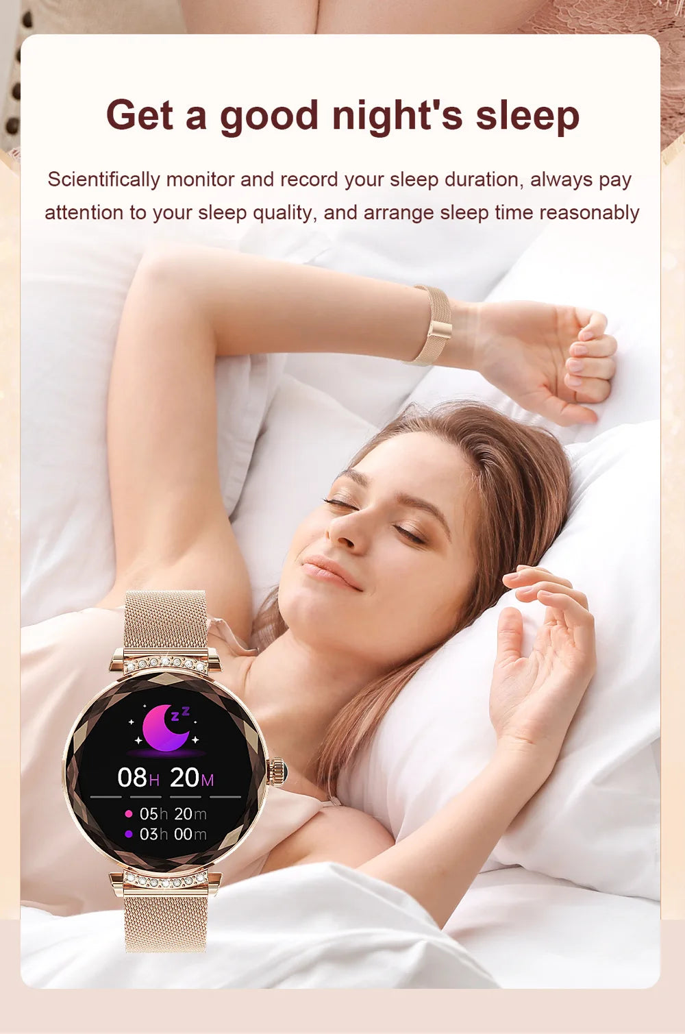 Đồng hồ thông minh nữ AMOLED 1.19 chống nước IP68