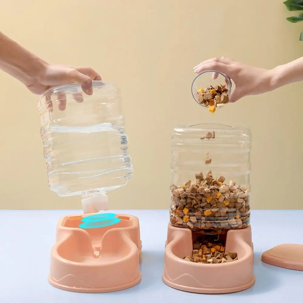 3.8L Automatic Pet Feeder Large Cat Dog Food Dispenser Water Fountain Drink Bowl - Daisan Mart