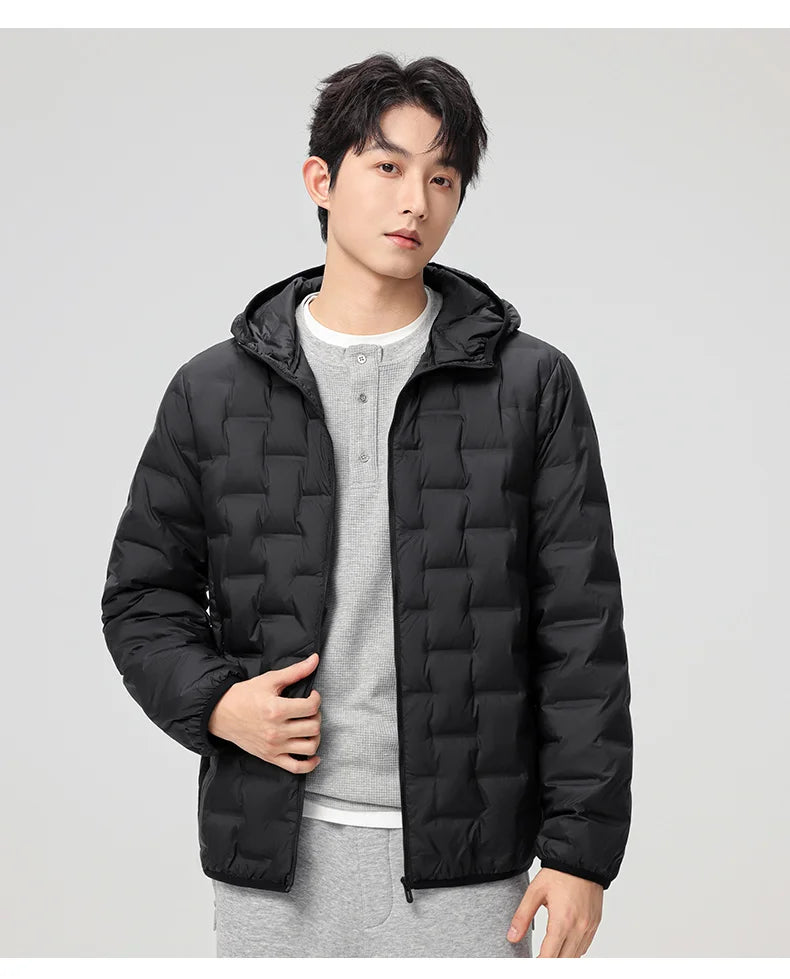 Men's waterproof down jacket keeps warm outdoors