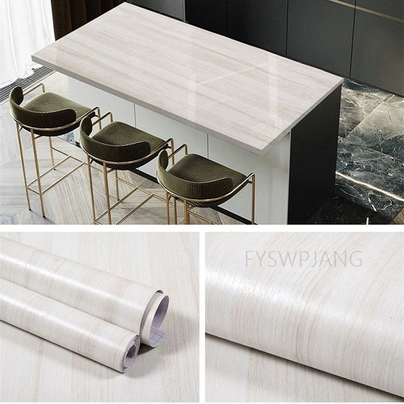 Wood Grain Home Decor Furniture Waterproof Vinyl Wall Sticker Self Adhesive PVC Wallpaper Kitchen Cabinet Door Sticker