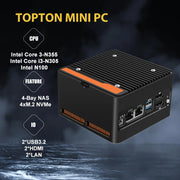 Hot 4 x NVMe Mini NAS Server 4 Bay NAS N100 i3 N305 Pocket PC with Dual LAN,Dual HDMI 2.0,USB3.2 Gen2,Support BT5.4/WiFi6/WiFi7