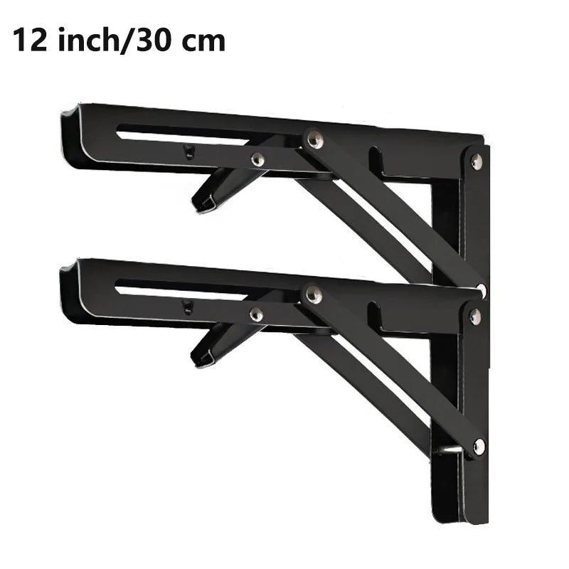 2PCS Sturdy Steel Folding Shelf Brackets Wall-Mounted Design for Workbench Table, Table Shelves Angle Bracket Home Hardware - Daisan Mart