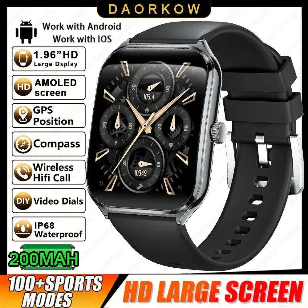 Đồng hồ thông minh mỏng nhẹ 1.96'' hỗ trợ 100+ môn thể thao