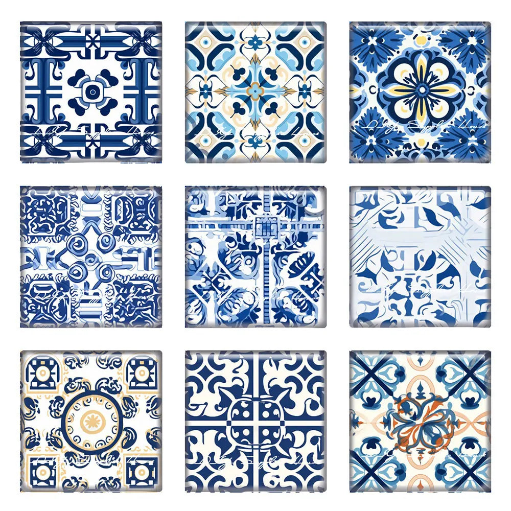 Square Green Pattern Glass For Handmade Jewelry