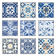 Mặt Kính Vuông Hoa Văn Xanh Cho Trang Sức Handmade