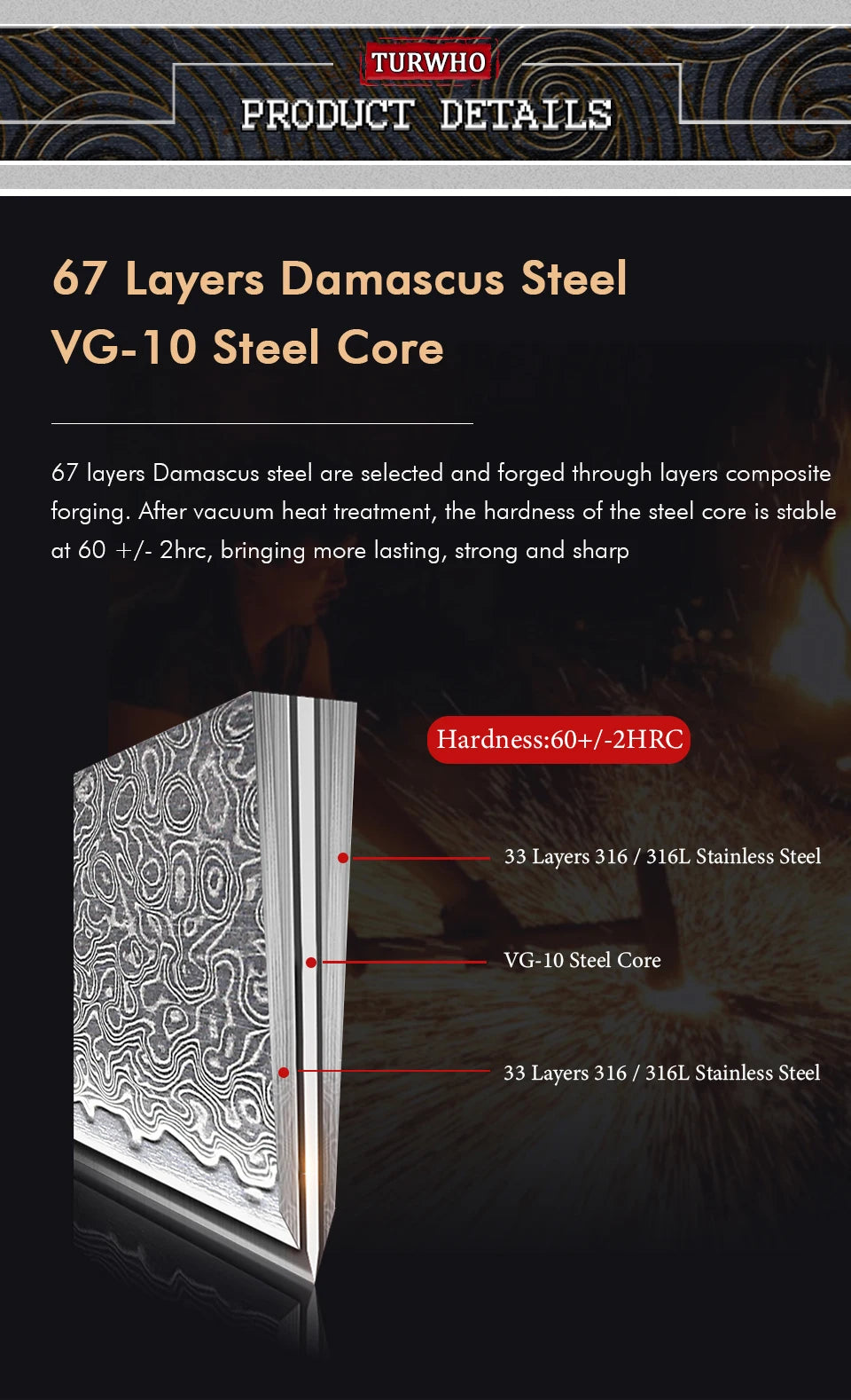 Dao Bếp Gyuto Chuyên Nghiệp - Thép Damascus 67 Lớp