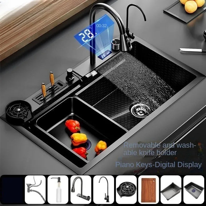 Gunmetal Gray Smart Sink LED Temperature With Faucet