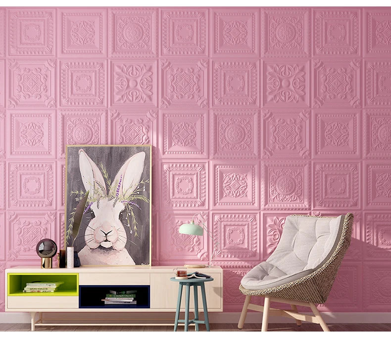 Nordic wallpaper self-adhesive 3D wall sticker bedroom living room wallpaper background wall decoration sticker