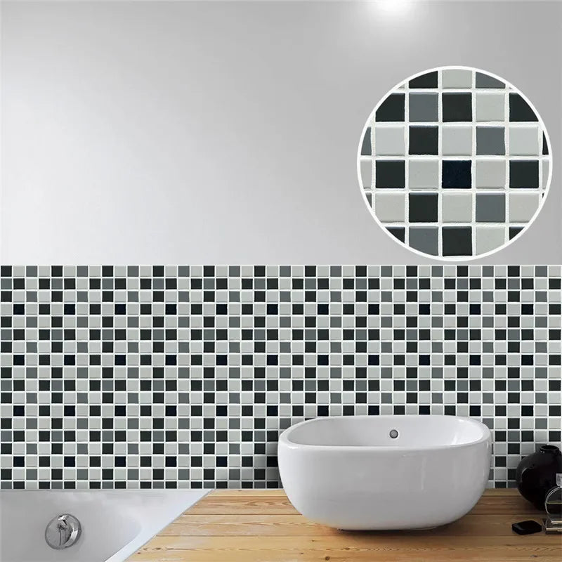 10pcs/set Marble Mosaic Tiles Wall Sticker Transfers Flat Covers for Kitchen Bathroom Stitching Stickers Self-adhesive Removable