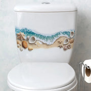 1pc Sea Beach Exquisite Shell PVC Toilet Sticker Bathroom Toilet Seat Waterproof Sticker Self-adhesive Decorative Wall Sticker