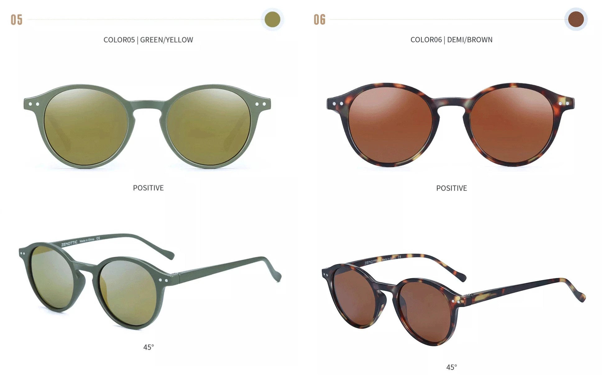 Kính Mát ZENOTTIC Retro Tròn Unisex Chống UV400