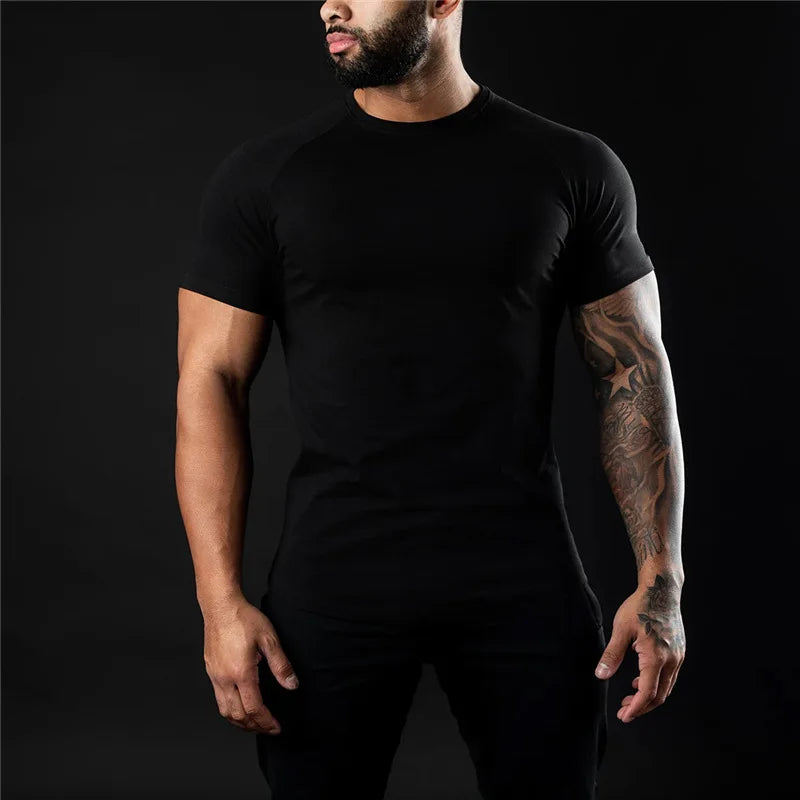 Men's Slim Fit Round Neck T-Shirt for Summer Gym
