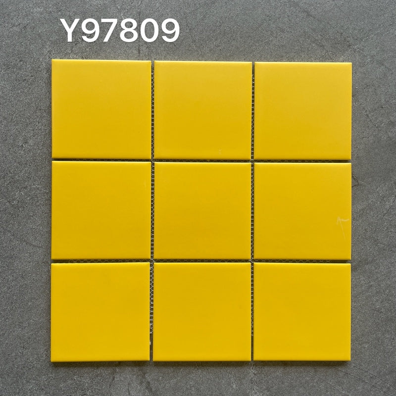 Modern orange ceramic mosaic tiles 48x48mm, antibacterial, fireproof 