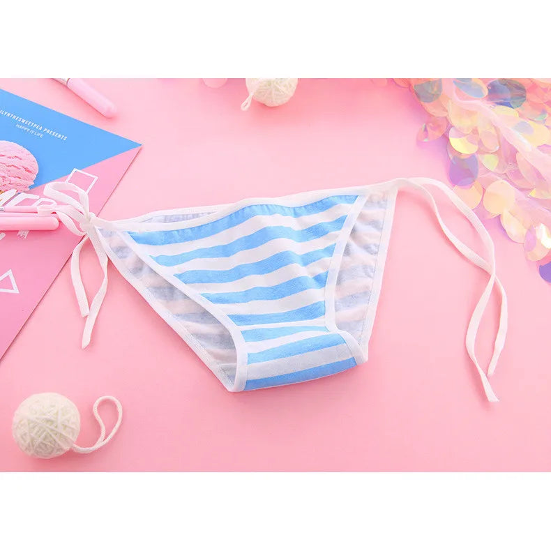 Cute Blue Pink White Kawaii Cotton Panties