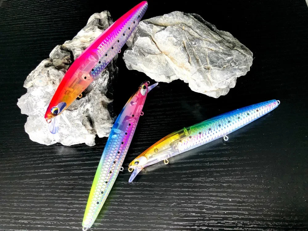 GREENSPIDER New UV 145mm/27g Floating Minnow Long Casting Hard Bait Flash Blade Wobbler Fishing Lure Sea Bass Lure