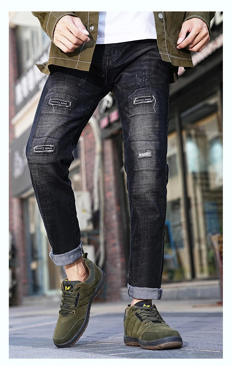 Giày Trượt Ván Nam Thu Retro Da Lộn Jeans Thời Trang