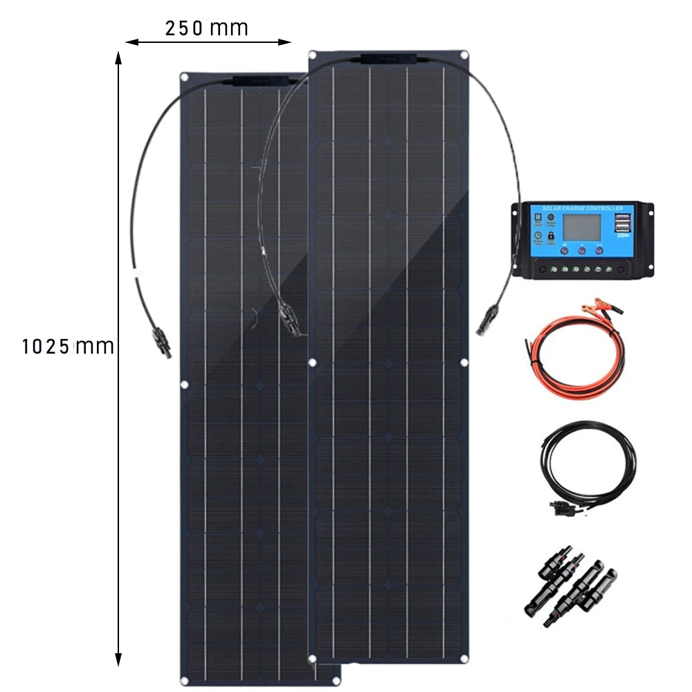 50W 100W Flexible Solar Panel Kit 12V Battery Charger Monocrystalline Cell Solar System Module For Home Camping Car RV Boat