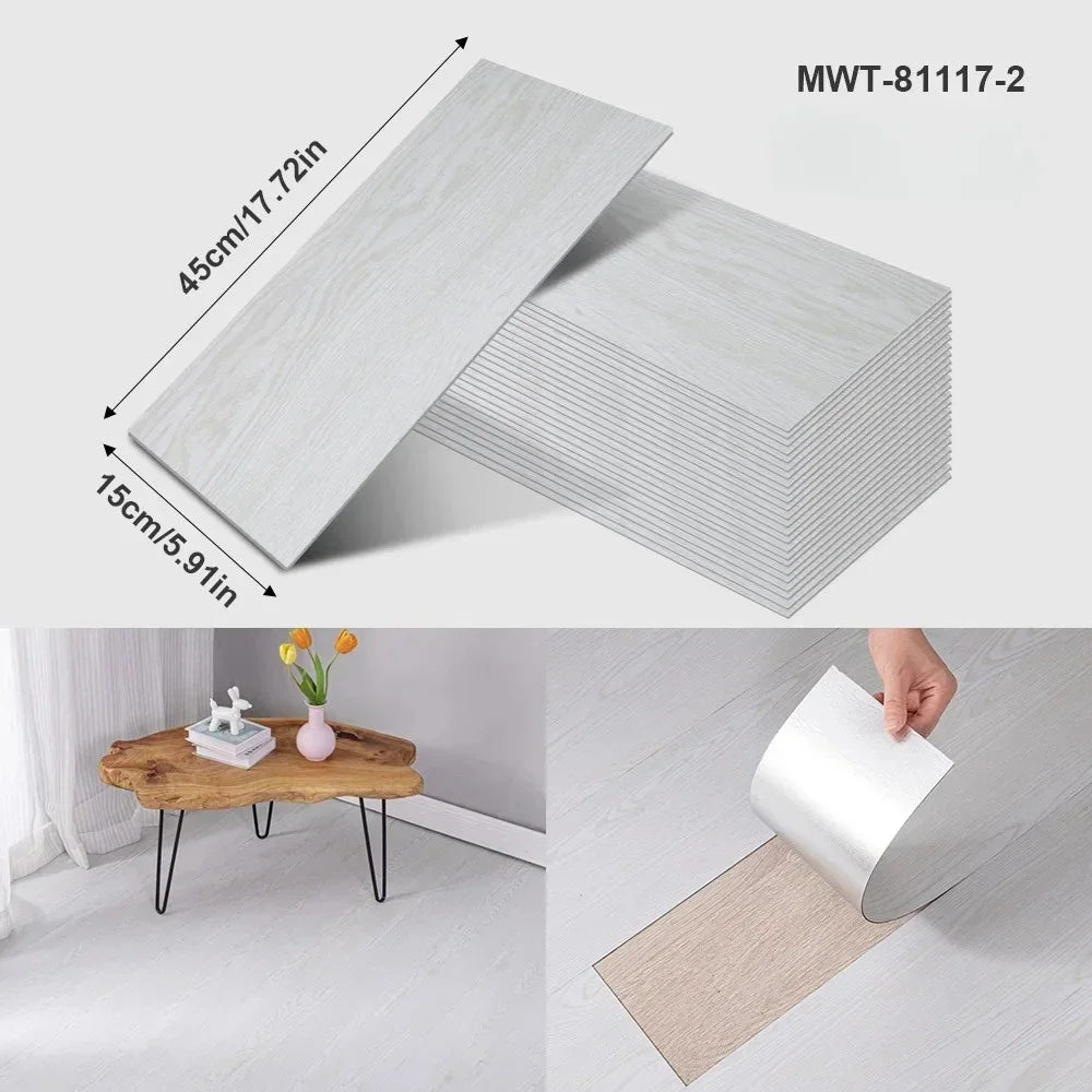 45x15cm Floor Sticker Wall Sticker Modern Self-adhesive Thick PVC Wood Grain Floor Sticker Living Room Bedroom Decoration