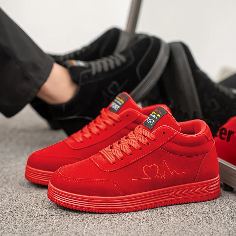 Unisex Red Heart Embroidered Shoes - Breathable Fashion