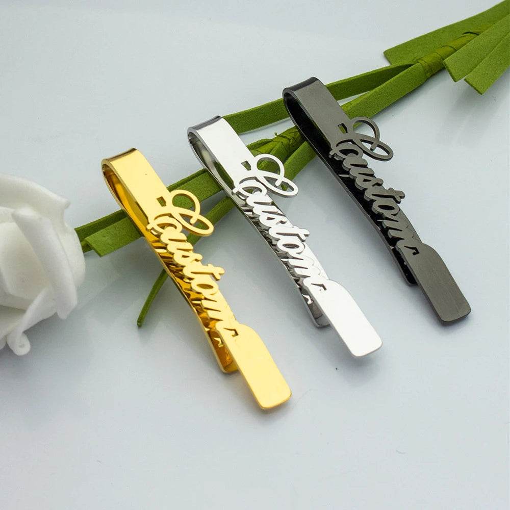 Kẹp Cà Vạt Nam Khắc Tên Thép Không Gỉ - Quà Cưới