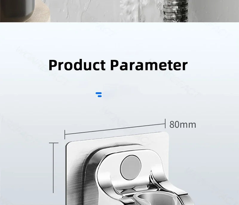 Universal Shower Head Holder No Drill Showerhead Bracket Adjustable Wall Mounted Holder for Bathroom Accessories Stable Rotation