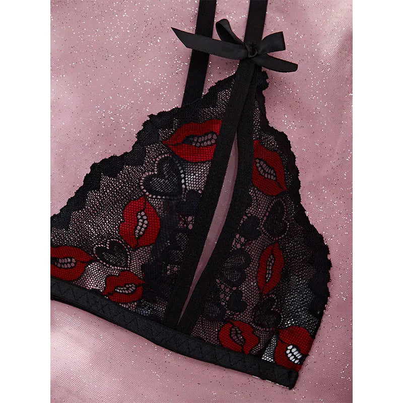 2 Piece Set Exotic Sexy Lingerie Set Transparent Lace Bra Women Sheer Ladies Embroidery Floral Bras Underwear Sets Push Up