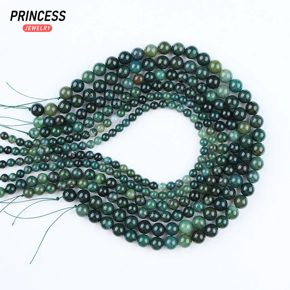 Hạt Đá Mã Não Xanh Ấn Độ Tự Nhiên Làm Trang Sức