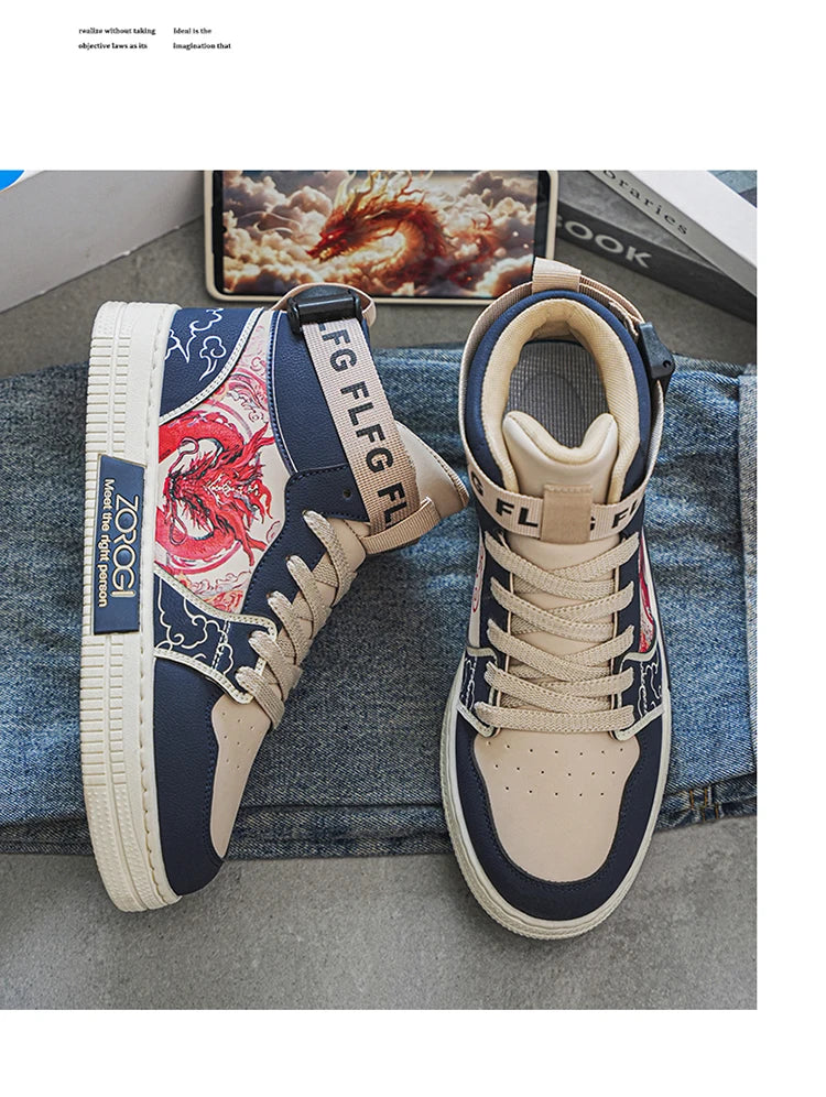 High-end Men's Sneakers with Fashionable Printed Patterns