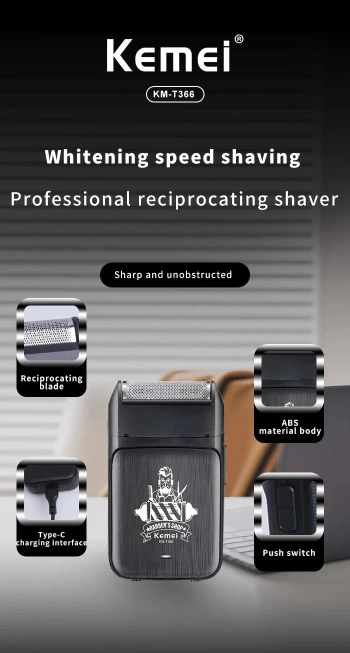 Kemei Tông Đơ Cắt Tóc Không Dây Sạc USB Đa Năng