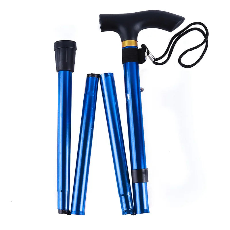 Multi-function 4-section Aluminum Alloy Folding Trekking Stick